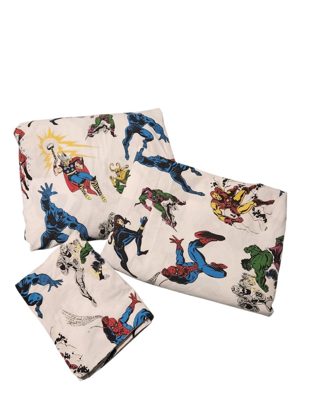 Pottery Barn Kids Marvel Comic Sheet Set Full 3pc Flat Fitted Pillow Case